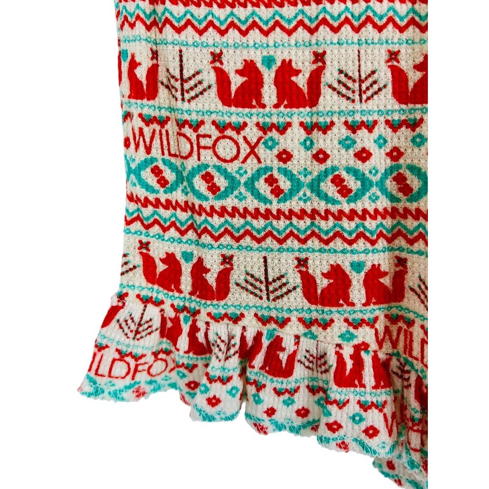 Wildfox Long Sleeve Snap-Button Front Waist-Tie Ruffled Shorts Romper Playsuit L - Picture 6 of 16